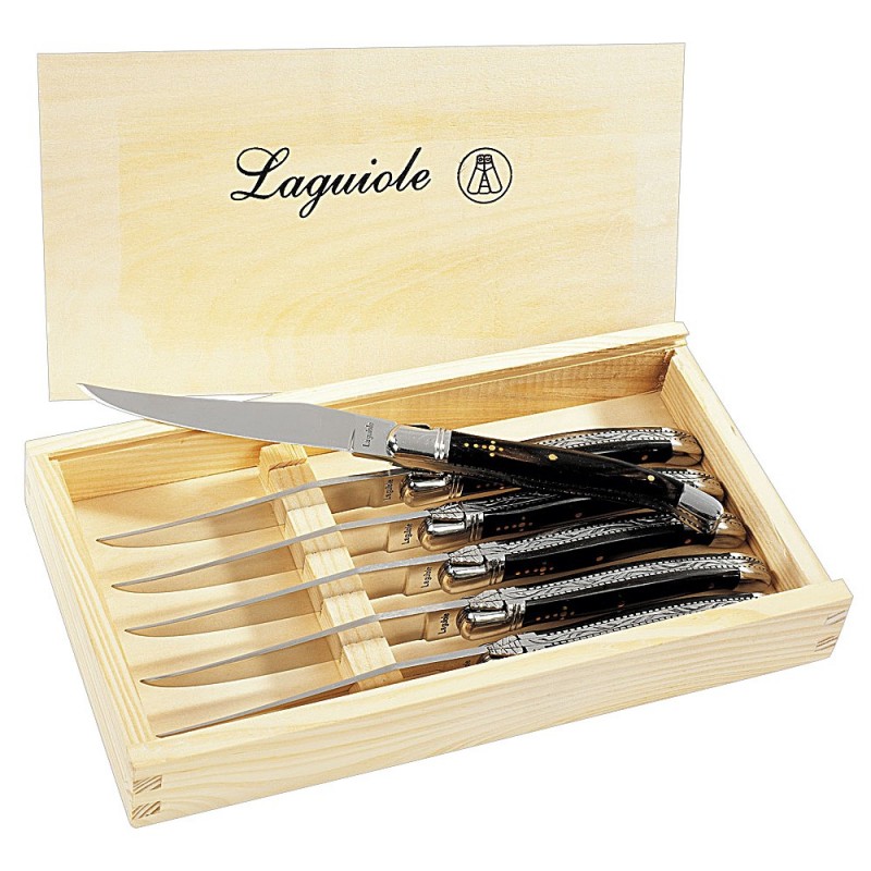 Set personnalisé de 6 couteaux de table Laguiole frêne